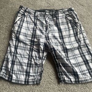 BKE Black and White Checkered Slim Fit Shorts